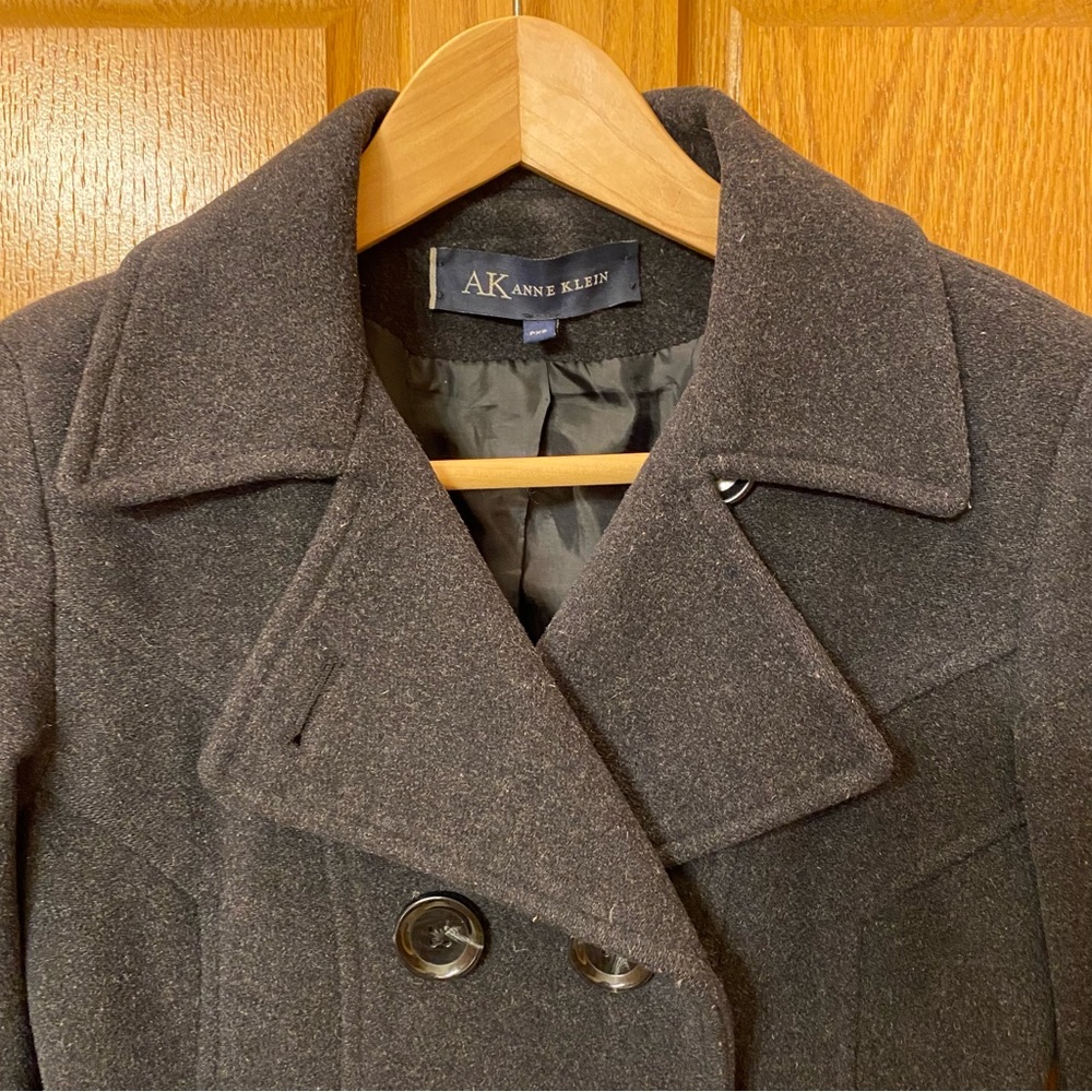 Anne Klein Charcoal Double Breasted Pea Coat PXS - Picture 4 of 6